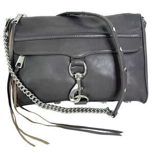 REBECCA MINKOFF Mac NEW Leather Convertible Crossbody Purse NEW Charcoal Gray